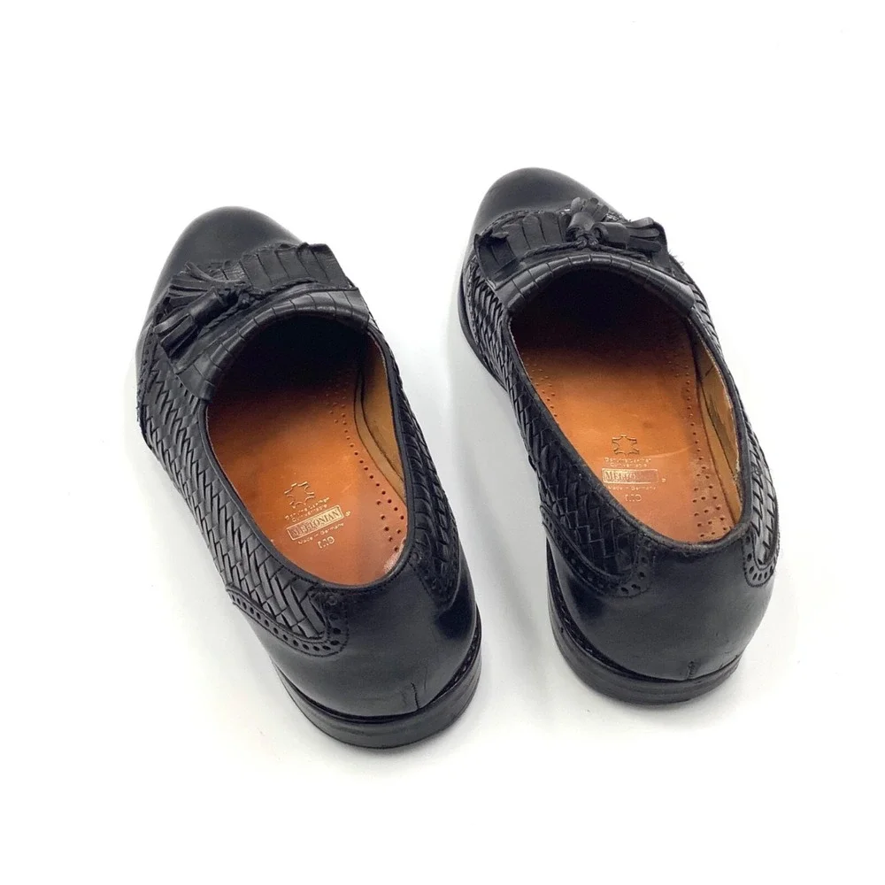 Meltonian Black Leather Tassle Loafer Shoes Men's Size 9 M Made In Germany‎